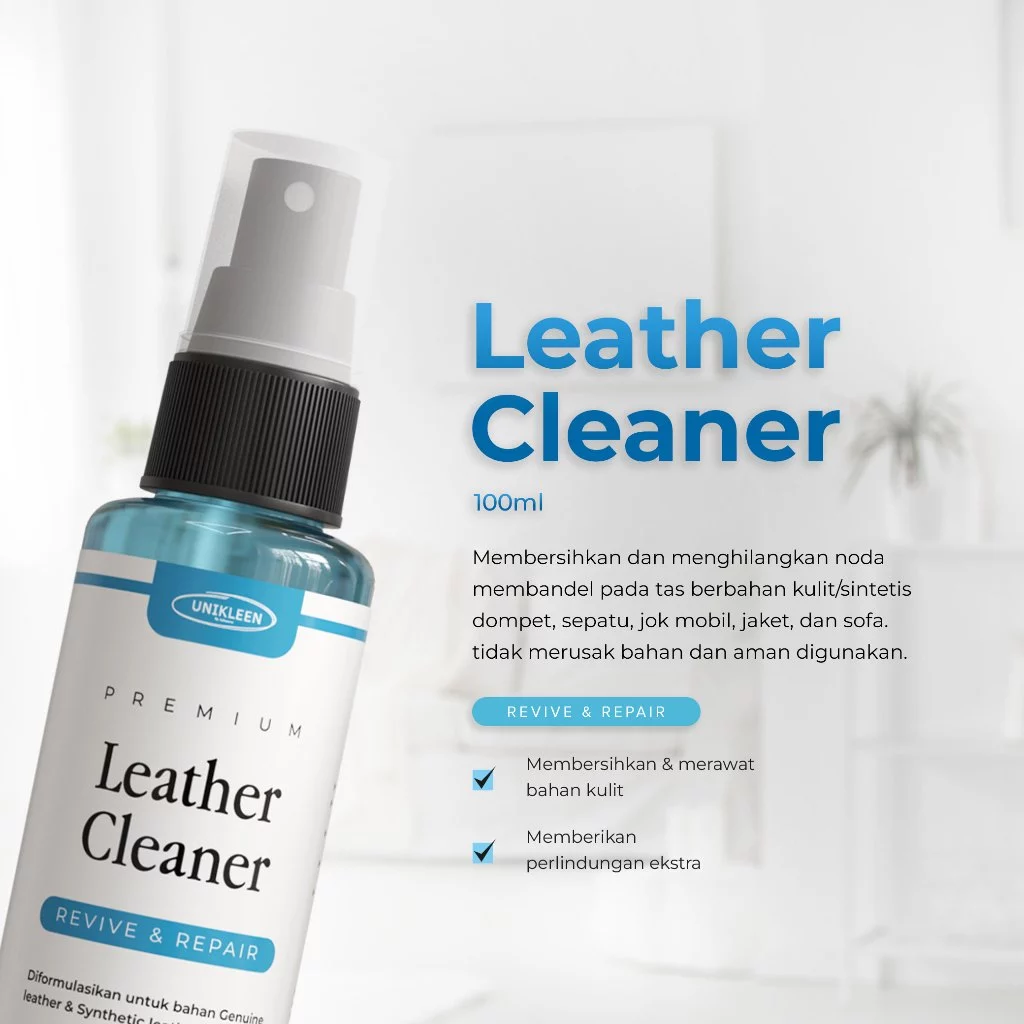 Pembersih dan Perawatan Bahan Jenis Kulit 100 ml premium membersihkan tas kulit, sepatu, jaket, sofa by unikleen pembersih pengkilap bahan kulit - Gambar 2