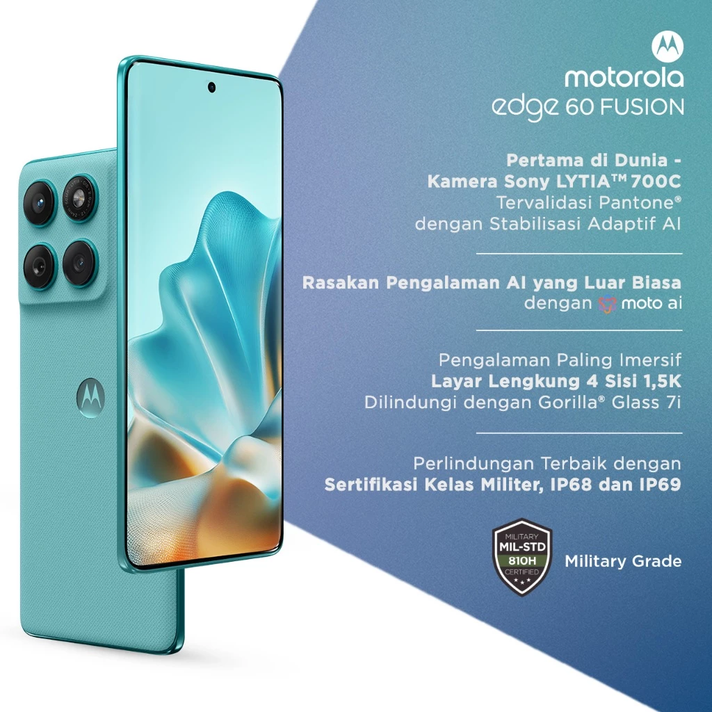 Motorola Edge 60 Fusion 5G 12/256GB - Moto AI - MTK Dimensity 7400 - 4500 nits - 6.7 inch 4D Curved Display - Gorilla Glass 7i - 120Hz - 50MP Main Camera Lytia 700C - 32MP Selfie - 5500mAh - NFC - Dolby Atmos Stereo - Bonus Charger 68W & Hard Case