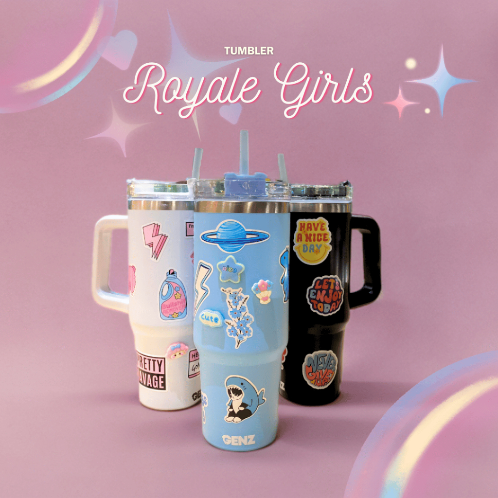 Tumbler Gagang Royale Girls 900ml Stainless Steel Tahan dingin stiker aesthetic random vinyl premium foto 2