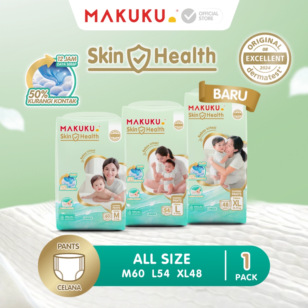 [1 PACK] Makuku Skin Health JUMBO Popok Bayi Pants / Celana M60 / L54 / XL48