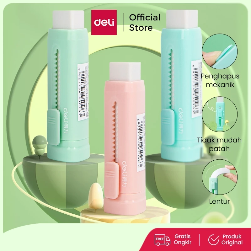 Deli Sliding Eraser Penghapus Mekanik Hapusan Mekanik Lucu Tidak Meninggalkan Serpihan TPR+ABS 71145