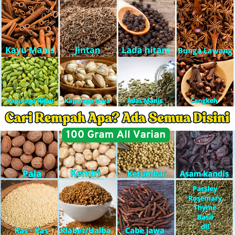 {100g} Complete Spices - Fennel, Lawang Flower, Nutmeg, Cumin, Rosemary ...