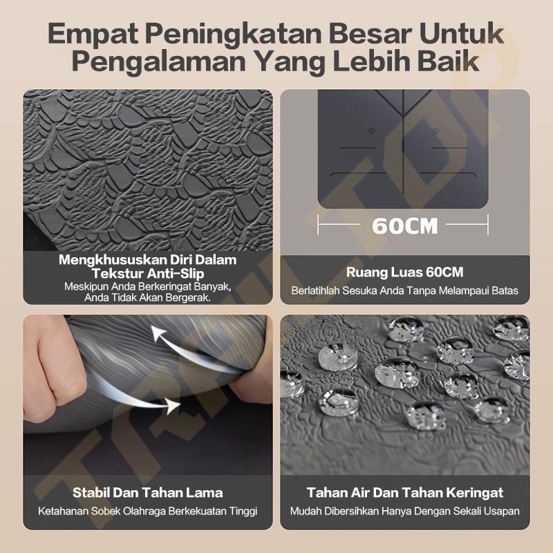TrailTop Matras Yoga Premium Olahraga TPE Yoga Mat Tebal 6/8 mm Banyak Warna Yang Bisa Dipilih - Gambar 3