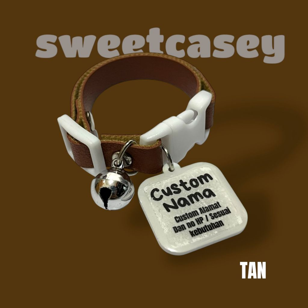 KALUNG KUCING CUSTOM NAMA/KULIT SINTETIS FREE NAMA/CATNECKLACE - Gambar 2