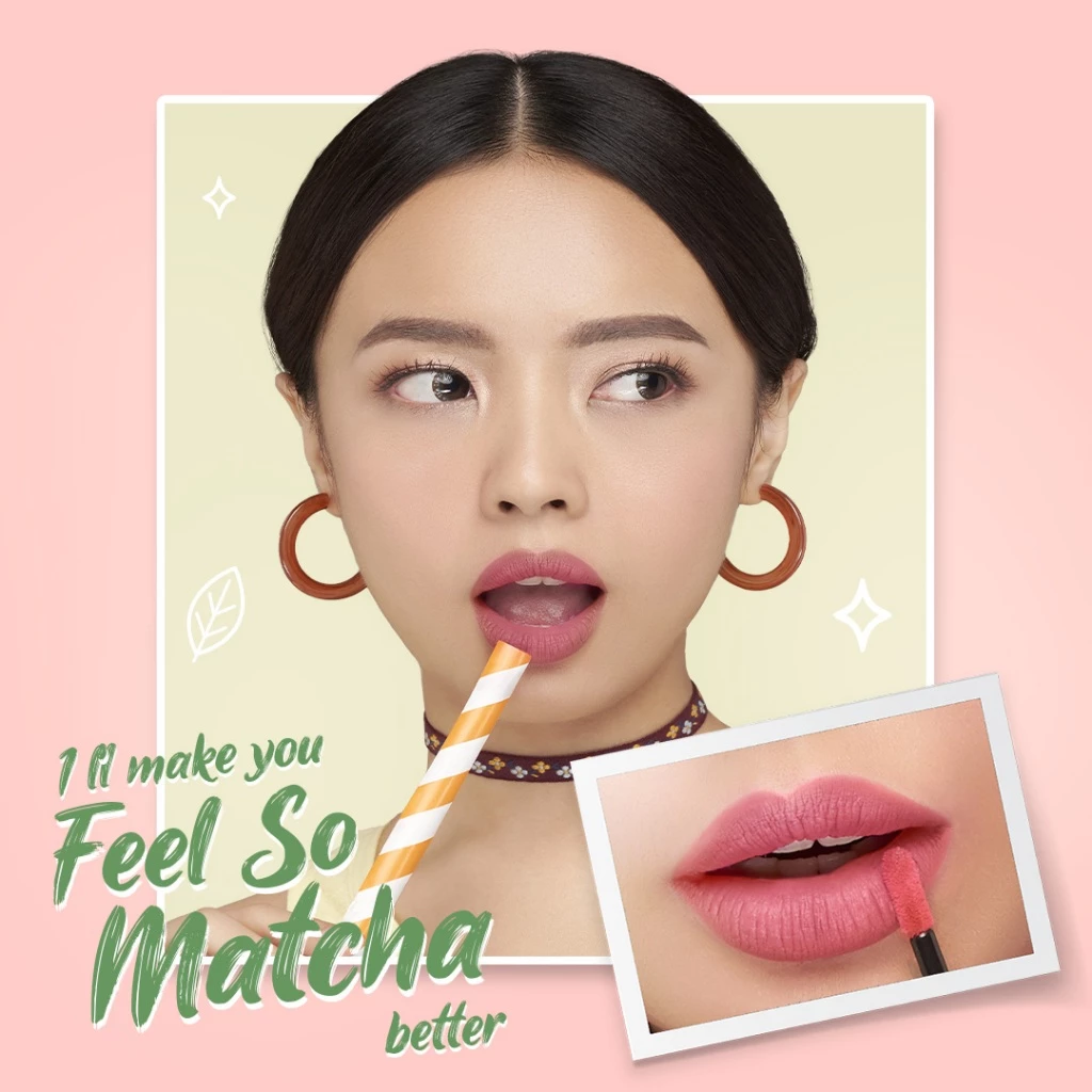 Hanasui Mattedorable Lip Cream Matcha Latte Edition - Lip Cream Double Mouisturizing With Vitamin E Pigmented Velvet Finish & Non - Transferable - Gambar 2
