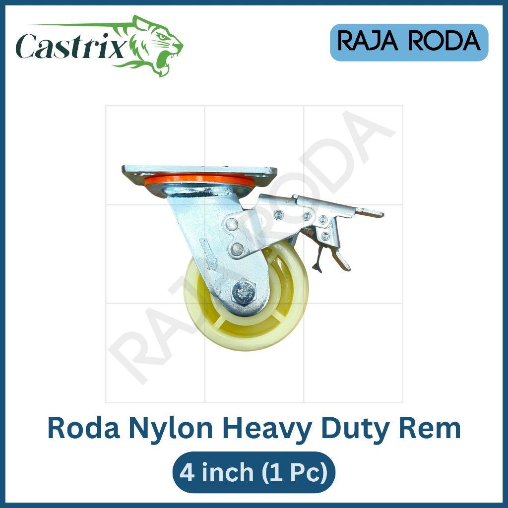 Castrix Nylon Wheel Trolley Steling Showcase Living Rack Brake 4
