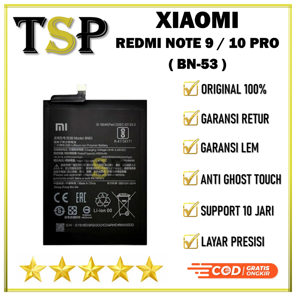 BATERAI XIAOMI REDMI NOTE 9 PRO / NOTE 10 PRO ( BN-53 ) BATRE BATRAI BATERAI ORIGINAL 100%