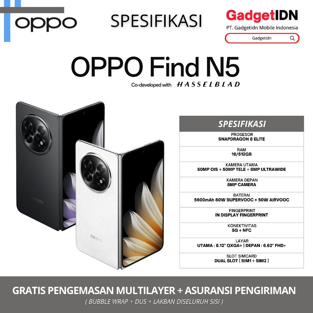 OPPO Find N5 5G 16/512GB ( +12GB EXTENDED RAM ) Garansi Resmi OPPO - Gambar 4