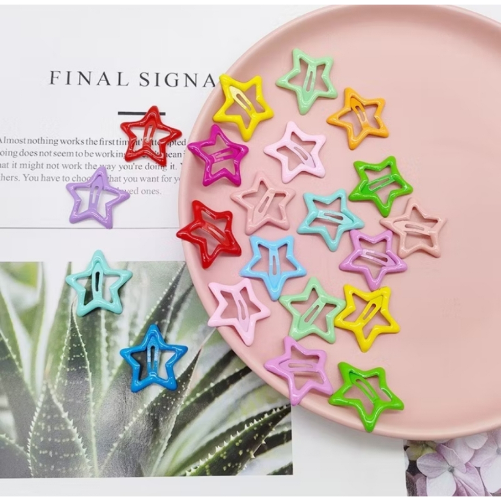 1PCS Jepit Rambut Warna Motif Bintang Aksesoris Hair Jepitan Anak Style Korea Hair Pin Bentuk Star Clips A095 - Gambar 2