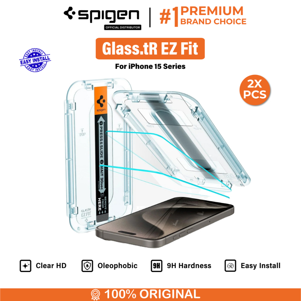 SPIGEN Tempered Glass iPhone 15 Pro Max Plus Glas tR EZ Fit Full Clear Anti Gores Protector