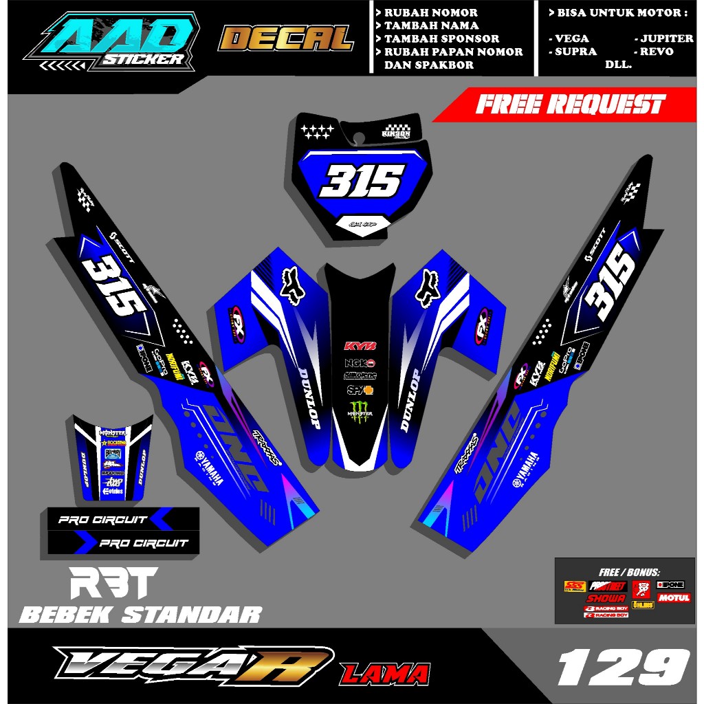 NEWEST Sticker RBT VEGA R OLD RBT BEBEK MODIF SUPERMOTO YZ CRF KLX KX ...