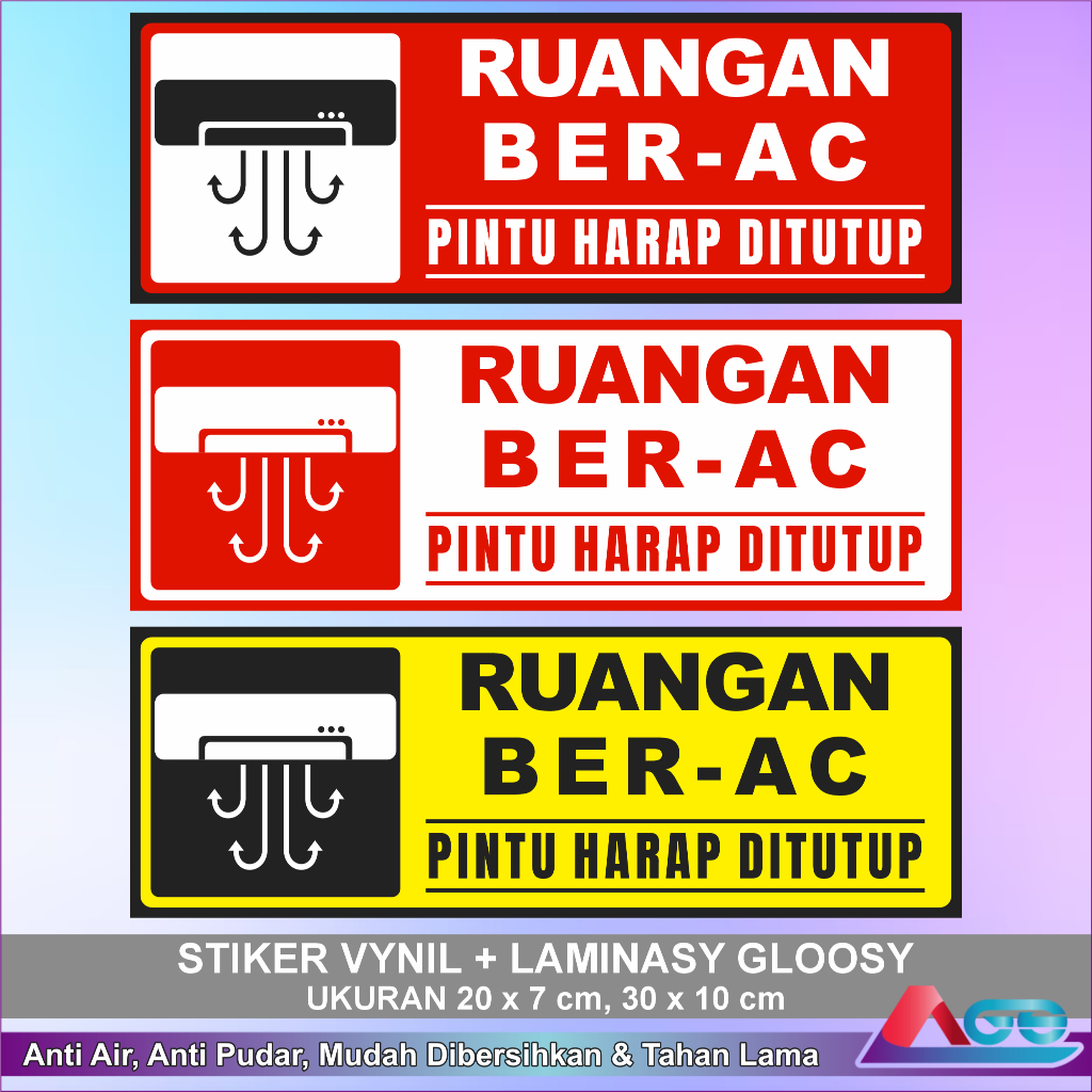 Please Close the AC Door Room Sign Sticker Glossy Lamination Waterproof ...