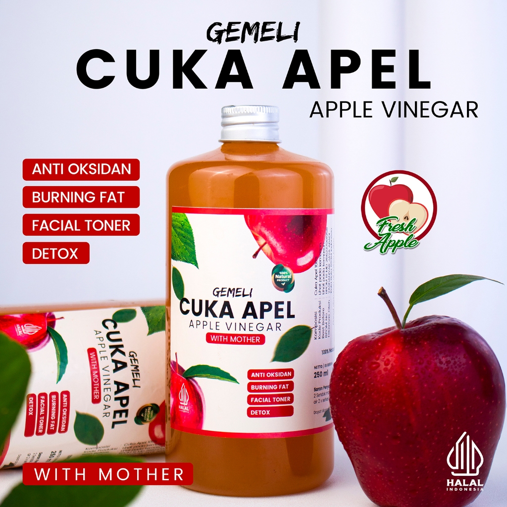 Cuka Apel With Mother 500ml Organik Murni Untuk Kesehatan