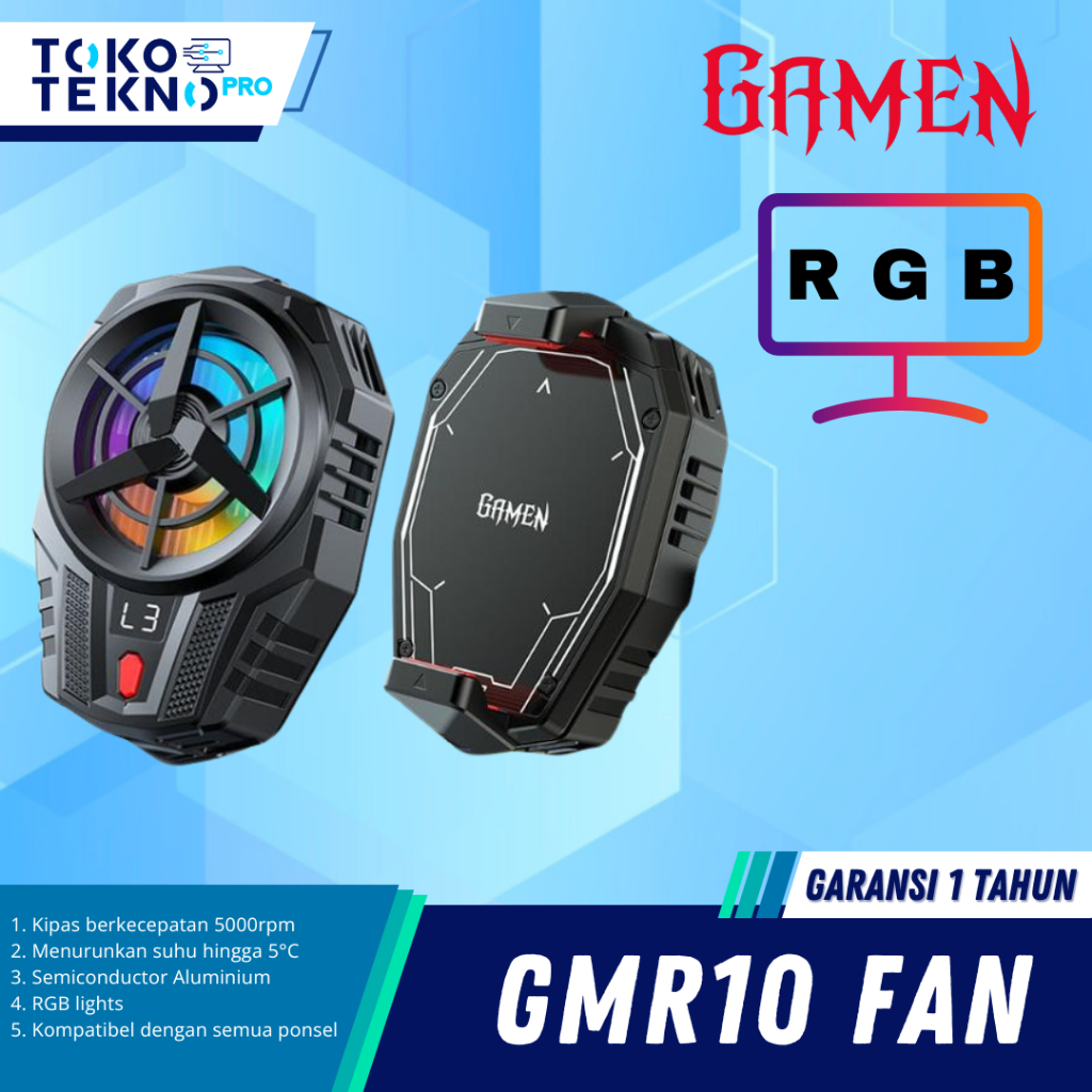 Gamen GMR10 / GMR-10 Fan Cooler Phone Cooler Radiator Pendingin HP Cooling Fan Gaming With RGB Lightning