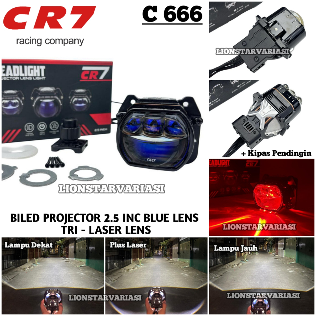 MATA CR7 C666 - Biled Projector 2.5 Inc Blue Lens Plus 3 Laser Eyes ...