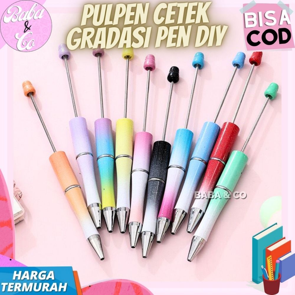 DIY GRADUATED PRINTING PEN CUTE UNIQUE RESIN BEAD PEN MUT PLAIN PEN DIY ...
