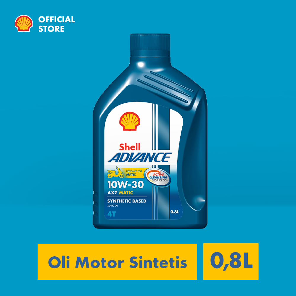 Oli Motor Shell Advance AX7 10W-30 (0.8L) – Synthetic Pelumas Mesin Motor Matic Harian Lebih Bersih & Tahan Lama