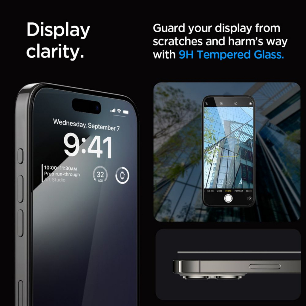 SPIGEN Tempered Glass iPhone 17/16/15/14/13 Pro Max Plus Air Glas tR EZ Fit Anti Gores Anti Spy Clear Full Cover - Gambar 3