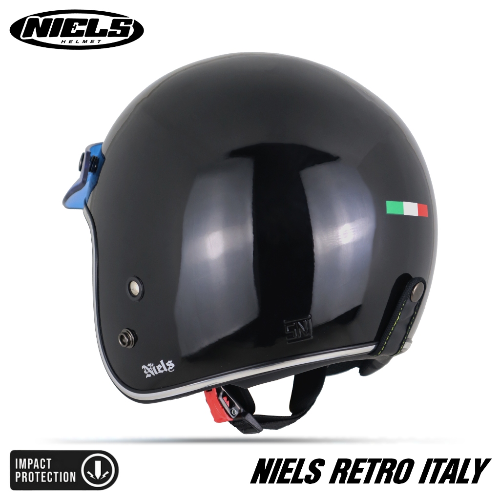 NIELS - Helm Bogo Retro Italy Dewasa Pet / Kaca SNI Motorcycle