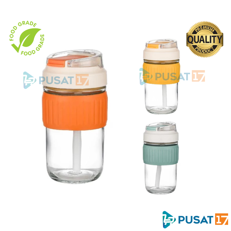 PUSAT17 B18 Botol Minum TUMBLER Botol Minum Kaca 500ml Botol Minum Sedotan Water Bottle Botol Minum Dengan Sedotan Anti Panas