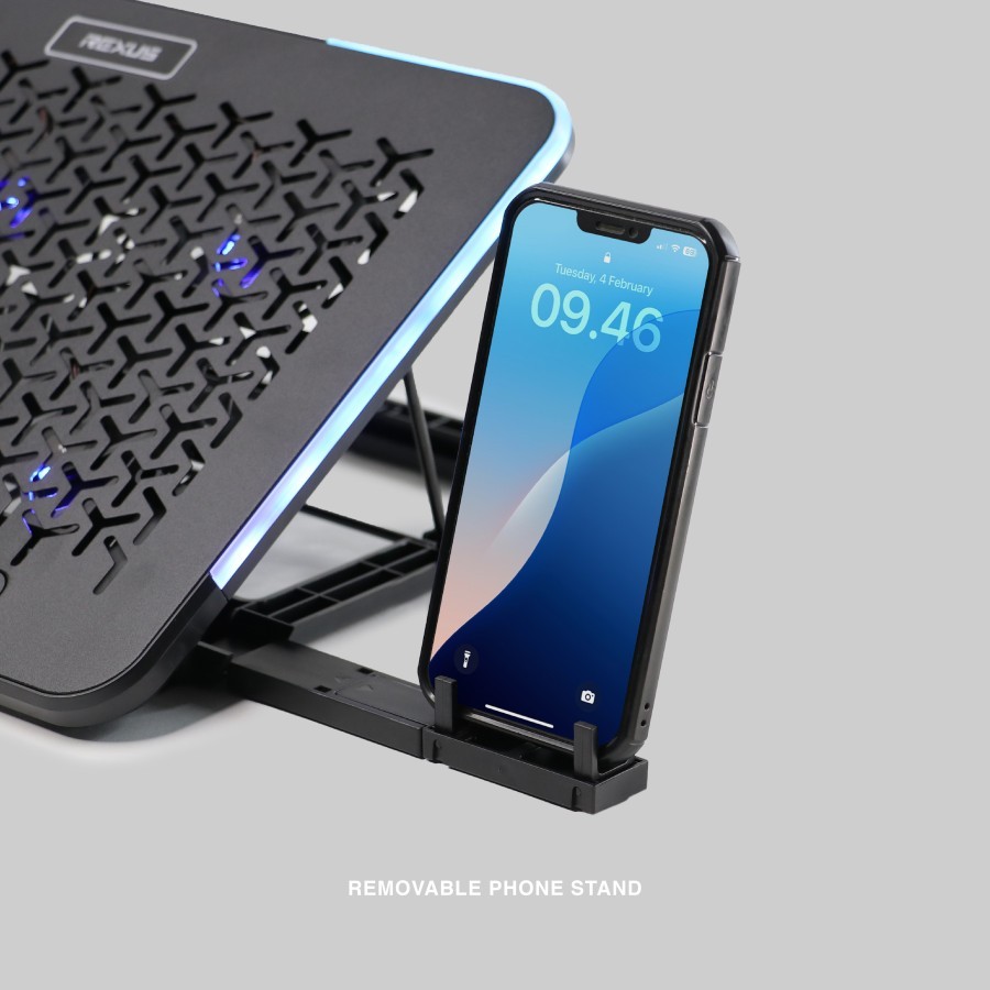 Rexus B145 / B-145 Breeze Cooling Pad With RGB and Phone Holder - Gambar 3