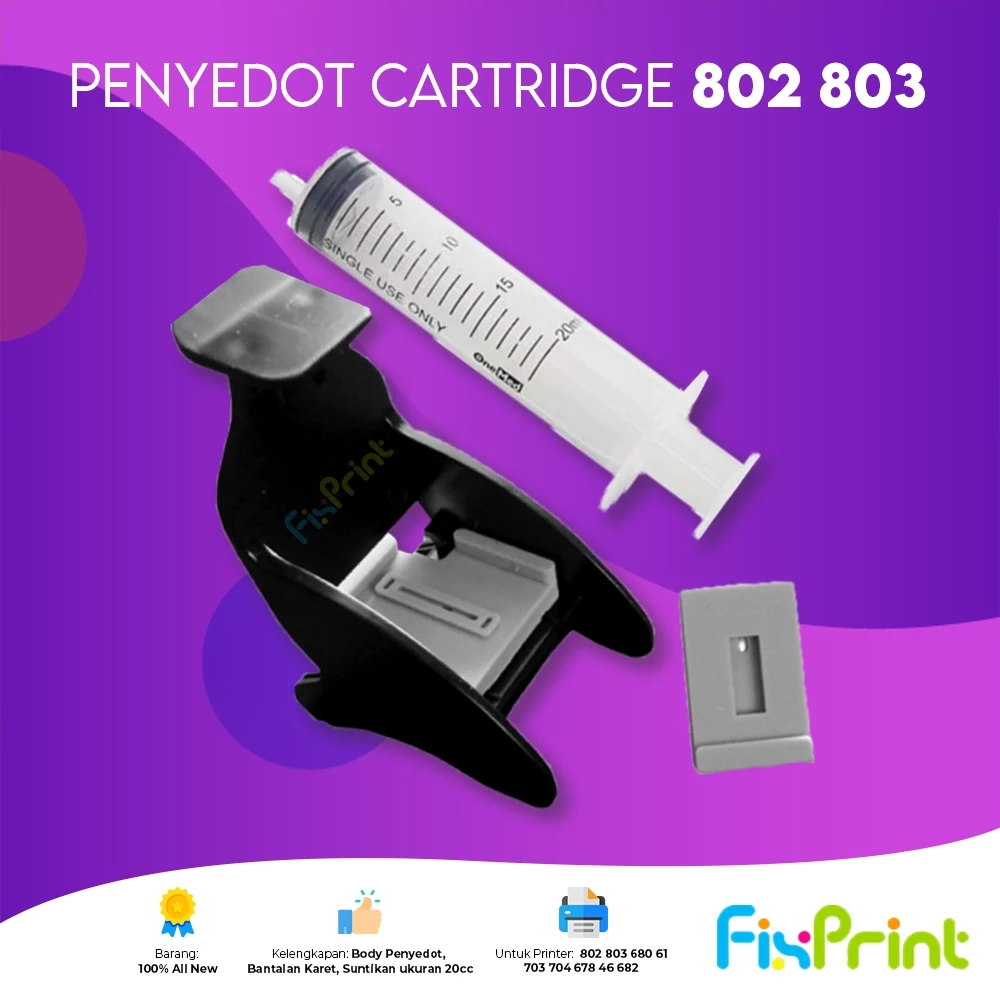 FixPrint Refill Kit 680 682 Toolkit Penyedot Tinta Cartridge Printer 2135 2335 2336 2337 1216 2775 - Gambar 2