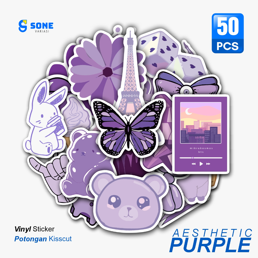 Purple Aesthetic Sticker Pack / Animated Paper Vinyl Deco Stickers ...