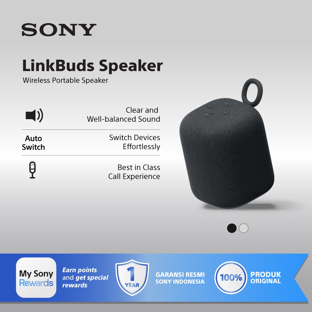 SONY SRS-LS1 LinkBuds Portable Wireless Speaker with X-Balanced Speaker, Auto Switch, Bluetooth 5.2, Long Battery Life 25h, Splashproof IPX4 - Gambar 2