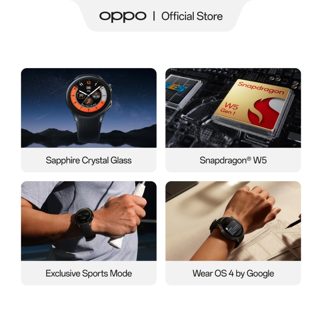 OPPO Watch X [Snapdragon W5, 100-hour battery life, Sapphire Crystal Glass Military Grade Quality, Wear OS 4 by Google] - Gambar 4