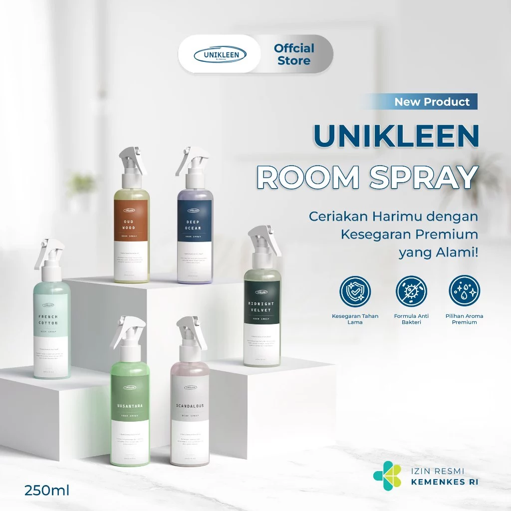 PAKET TRIO REKOMENDASI (isi 3) - 250ml LINEN SPRAY & ROOM REFRESHER ANTI BACTERIAL PENGHARUM RUANGAN SEPRAI KAMAR LEMARI BAJU PAKAIAN - Gambar 2