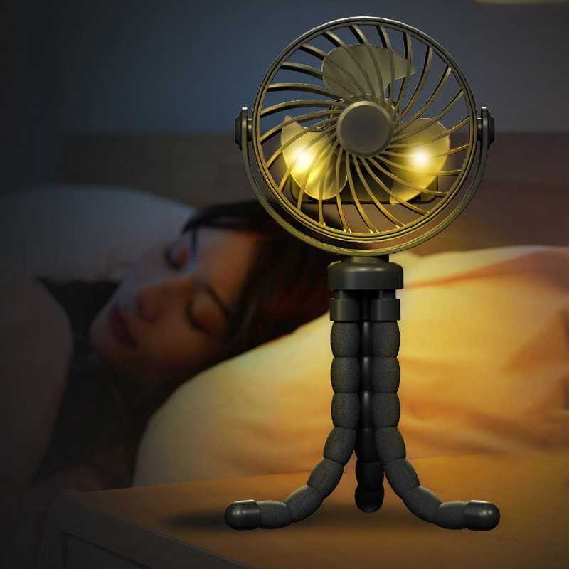 【BIG.ST88】Kipas Angin Mini Gurita 360° Stroller Bayi Portable Air Cooler Fan USB Tripod Rotating 3 Speed Wind - Gambar 4