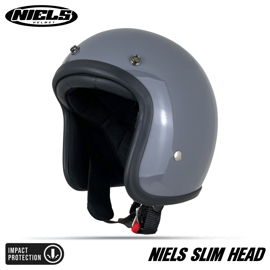 NIELS - Helm Bogo Retro Slim Head TX500 Pet Pendek / Kaca Datar SNI Motorcycle - Gambar 2