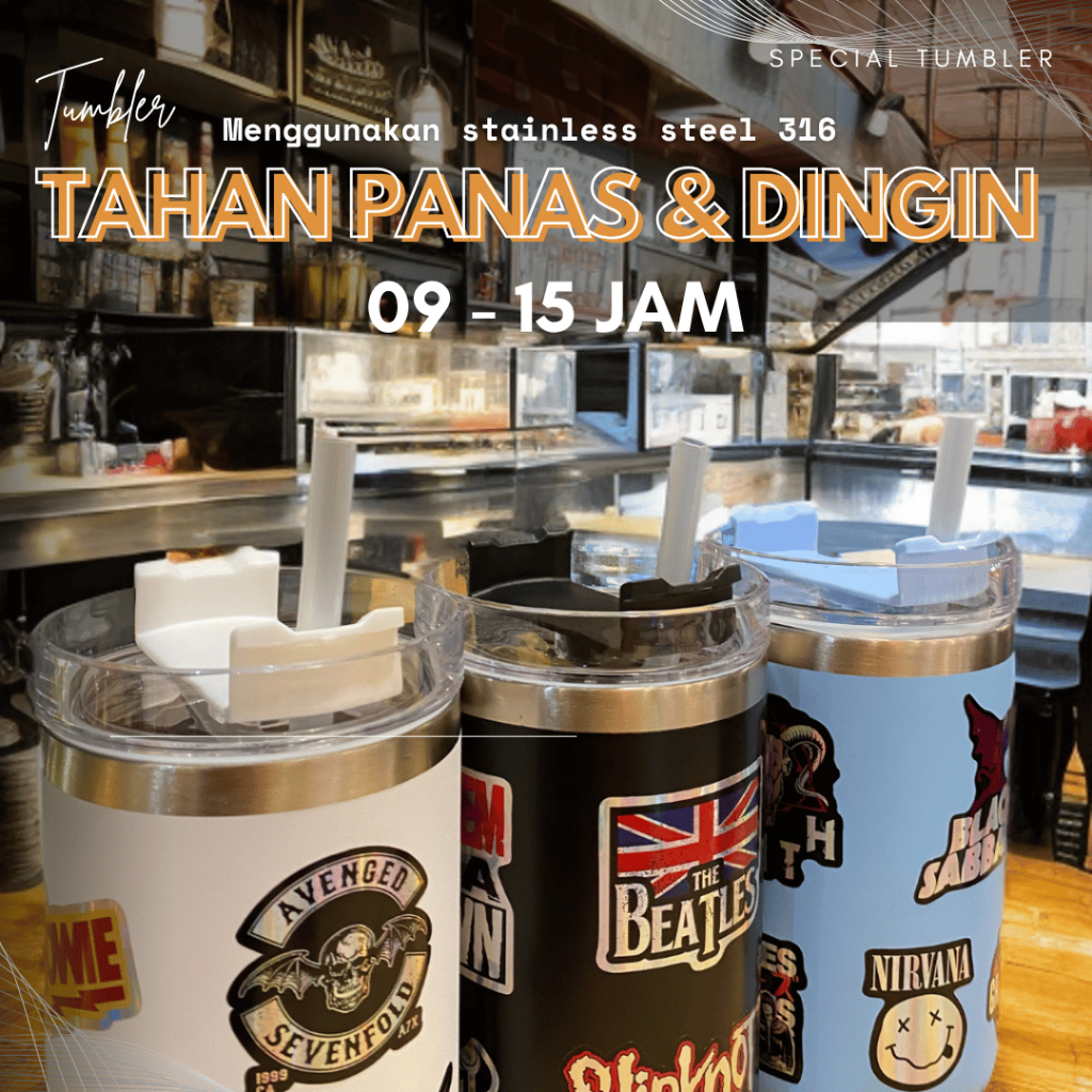 Tumbler Gagang Royale Classic 900ml Stainless Steel Tahan dingin stiker band random vinyl premium foto 3