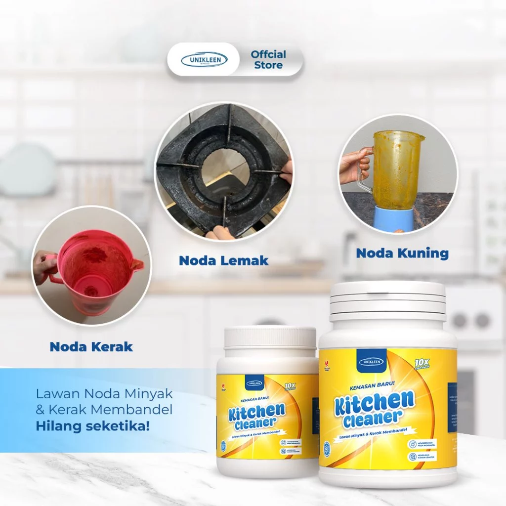 UNIKLEEN By Adreena - Pembersih Peralatan Dapur 200gr / Pembersih Noda Bandel di perabotan / Penghilang noda kuning dan kerak perabotan - Gambar 2
