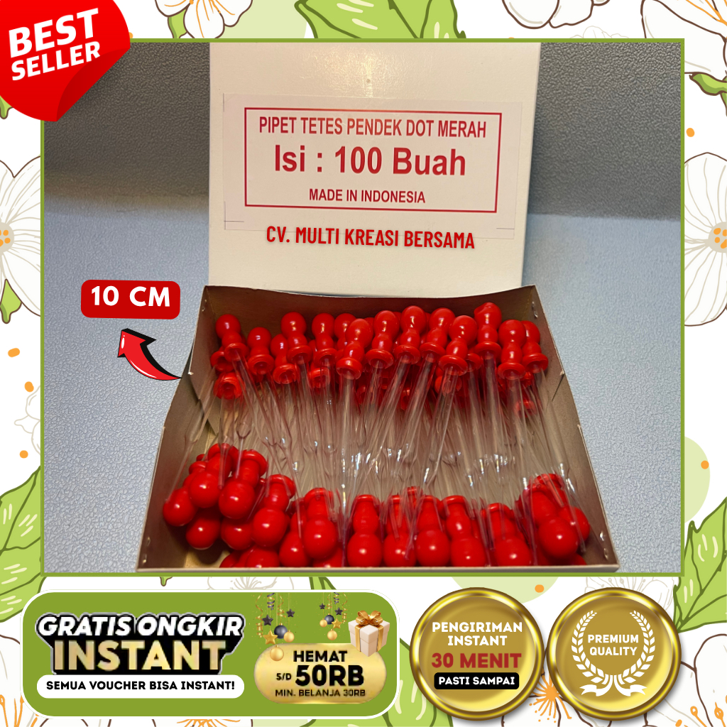 MERAH RED DROPPER 10 CM PER BOX / DROPPER PIPETTE / DROPPER TOOL ...