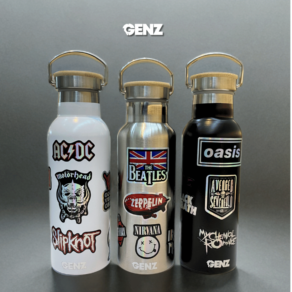 TUMBLER WOODEN GRIP Genz Vacuum Insulated Tutup Bambu Tumbler Stainless Steel 500ml Aesthetic Band