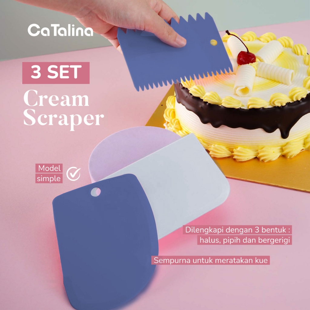 3 Pcs Perata Krim Kue Scraper Cream