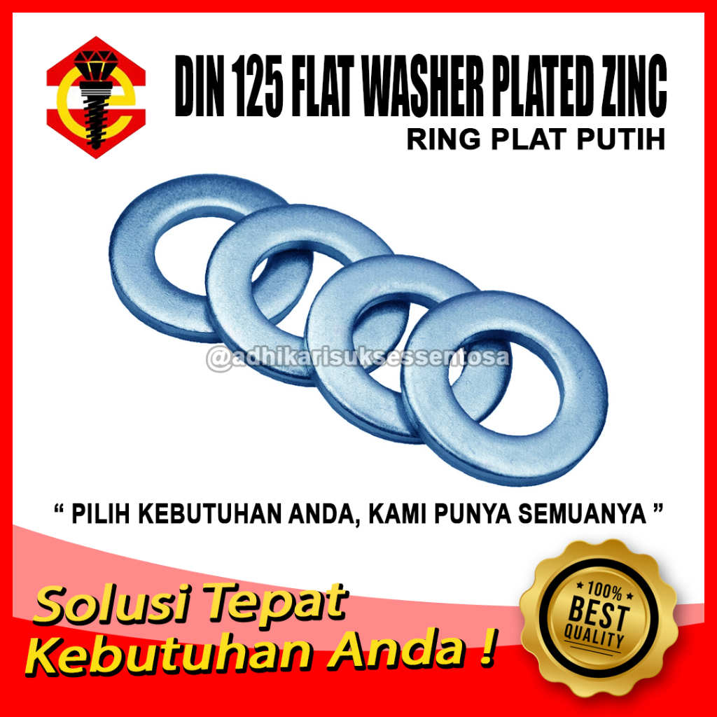 (10 PCS) White PlateRing M20 DIN 125 Flat Washer Plated 20 MM ...