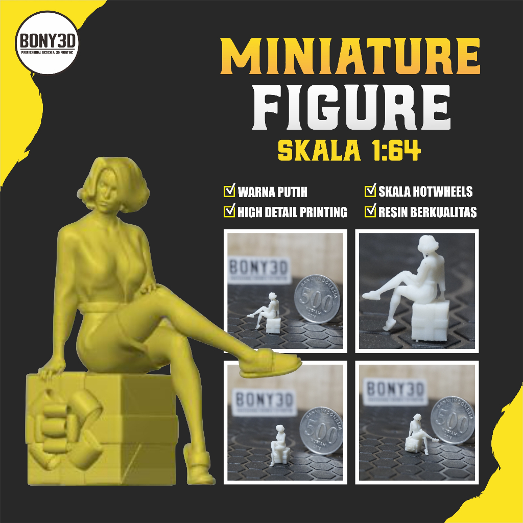 1/64 Scale Figure | Miniature Figure Girl Sitting on the Box for ...