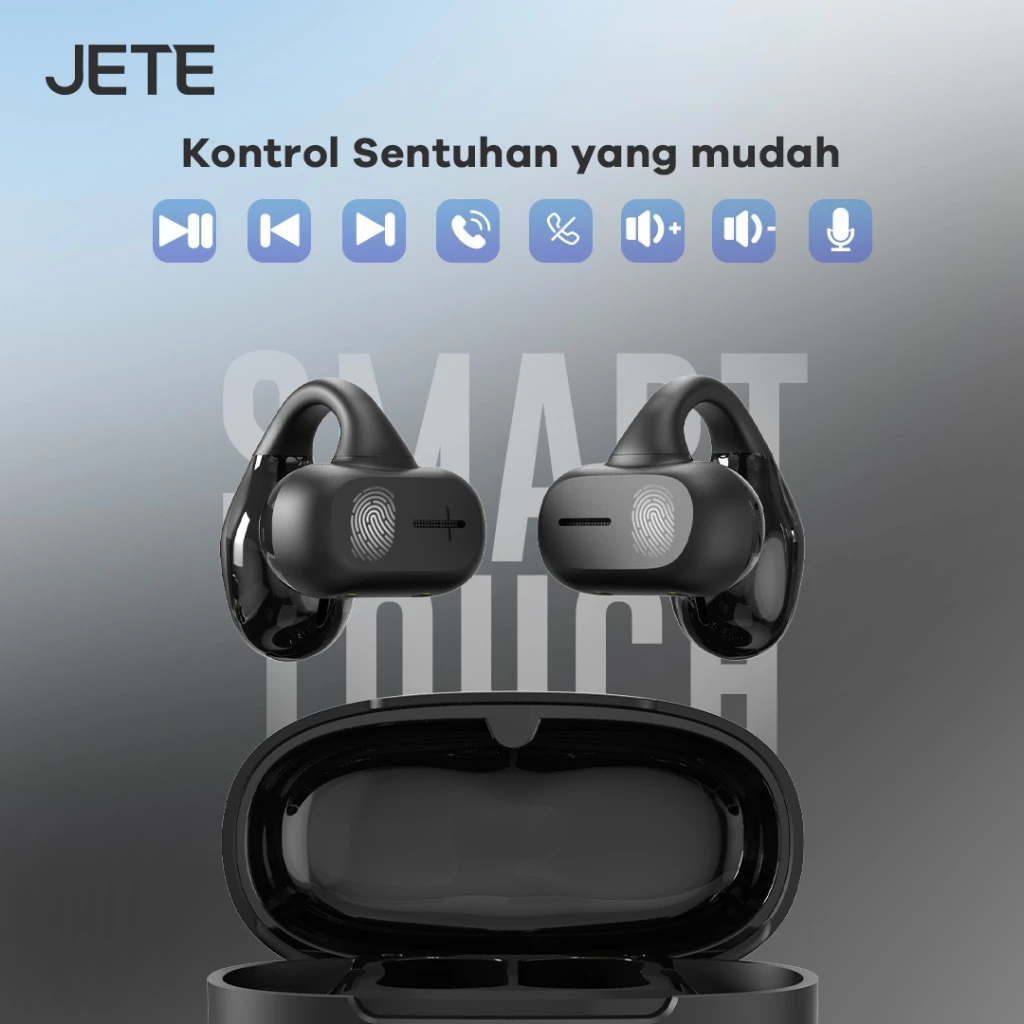 JETE OpenWave TWS Open Ear OWS Clip Headset Lari dan Kerja ENC 2 Mic , Super Bass 17mm Driver (RTL) - Gambar 3