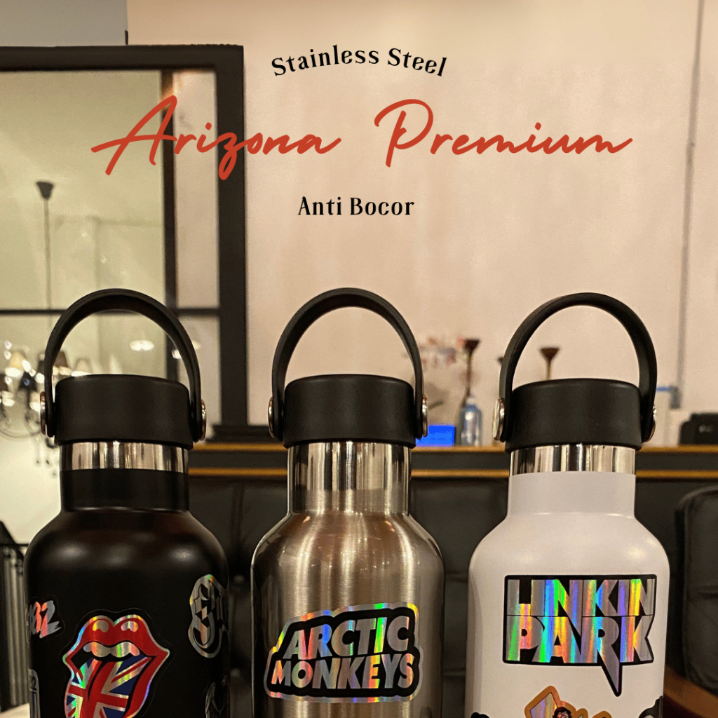 TUMBLER Arizona Gagang Karet Premium Stainless Steel Double Wall 750ml Stiker Band foto 2