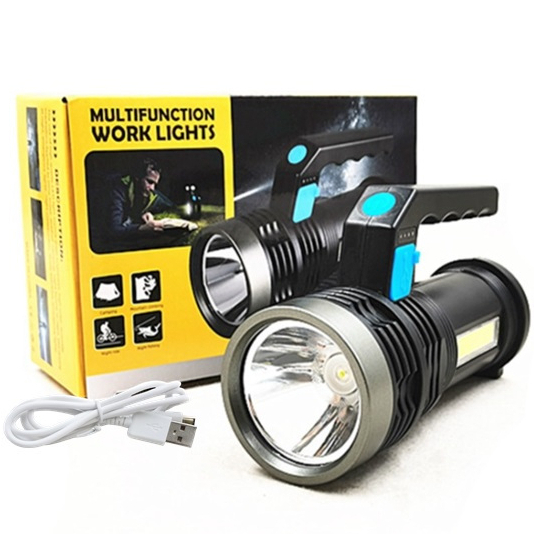 Senter Lampu LED Flashlight 4 MODE Waterproof USB 10W Cree XPE + COB SOS KEDIP SENTER SUPER - Gambar 2