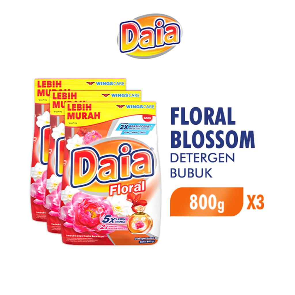Daia Detergen Bubuk Floral 800 g x3