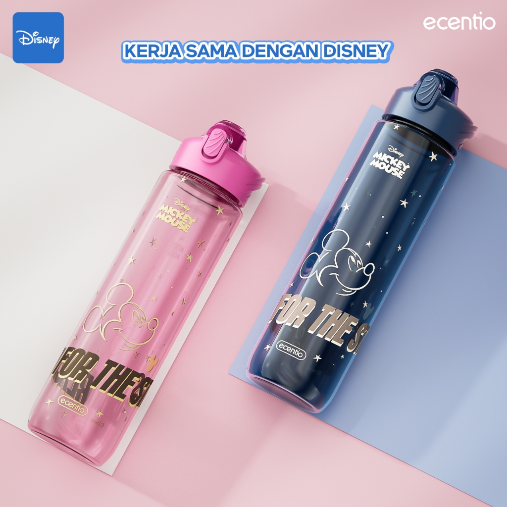 [Original] ecentio botol minum Disney Micky 1000ml Portable Botol air Anak Sport 1 Liter - Gambar 3