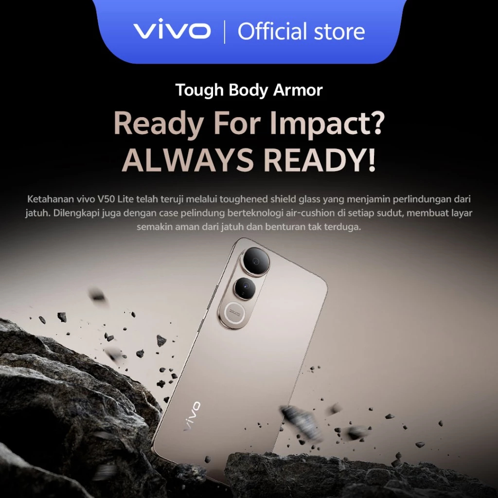 Vivo V50 Lite 5G 8+256GB [+12GB Extended RAM] Original Garansi Resmi 1 Tahun Vivo Indonesia - Gambar 3