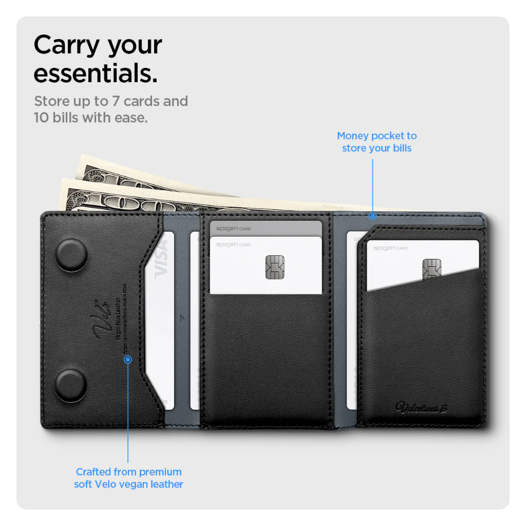 Card Holder Magnetic Spigen Valentinus MagFit Magsafe Leather Wallet Dompet Kartu Kulit - Gambar 3