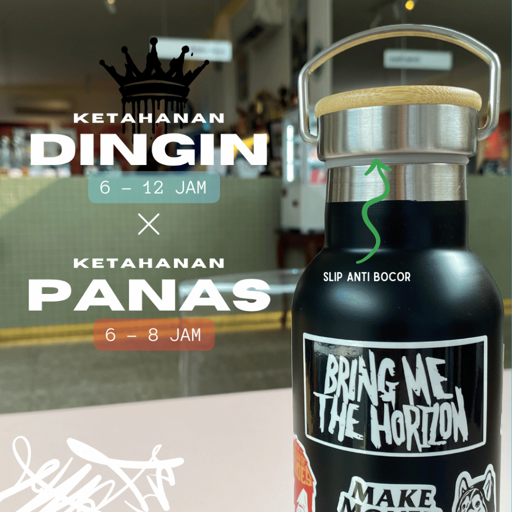 TUMBLER WOODEN GRIP HYPEBEAST Vacuum Insulated Tutup Bambu Tumbler Stainless Steel 500ml foto 3