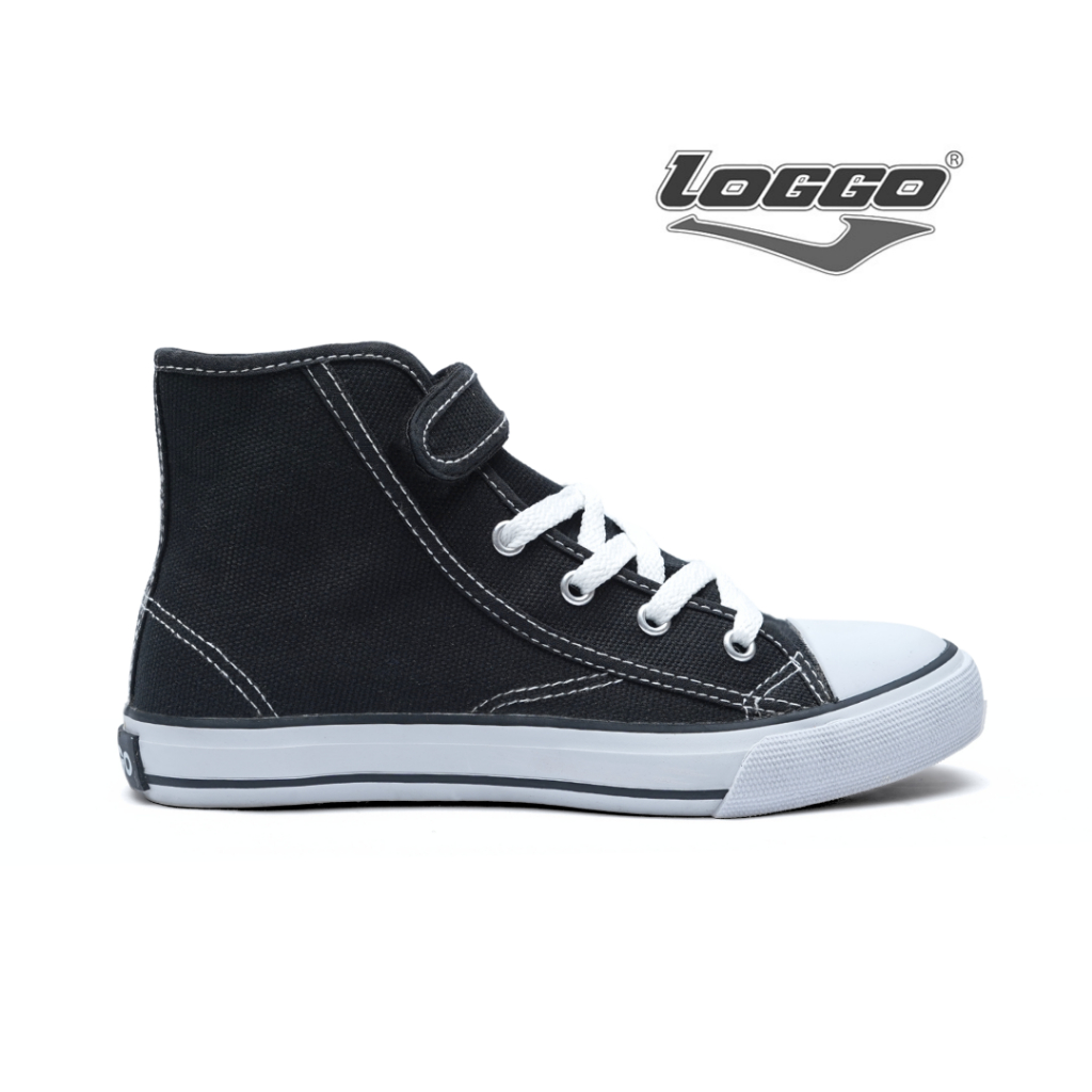 Loggo - Sepatu Komandan Hi Series Hitam Putih - Sneakers Sepatu Kanvas Vulcanized size 33-36