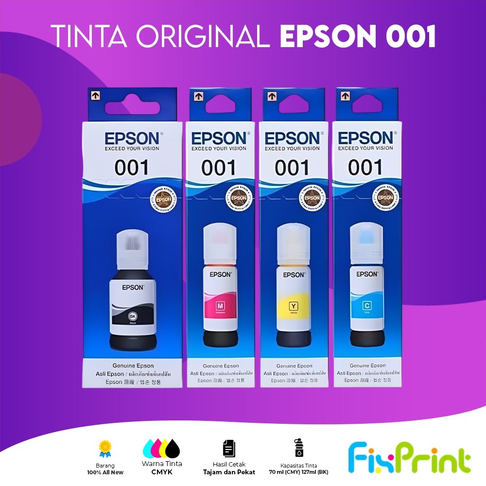 FixPrint Tinta Epson 001 CMYK Original L4150 L4160 L6160 L6170 L6190 L4266 L6290