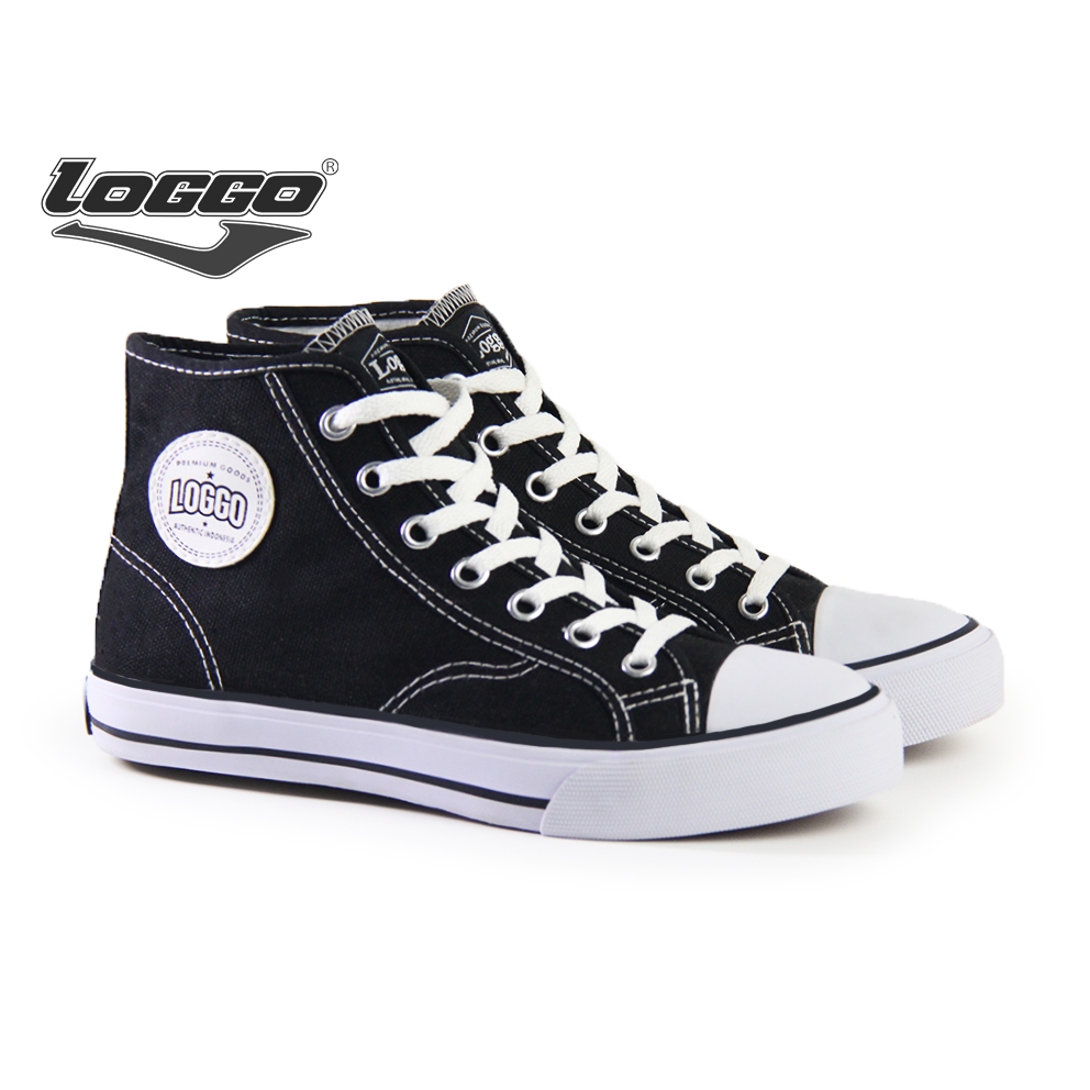 Loggo - Sepatu Classic Hi Series Hitam Putih - Sneakers Sepatu Kanvas Vulcanized size 33-43 - Gambar 4